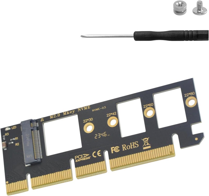 Poyiccot M.2 NVME to PCIe 4.0 x16 Adapter, PCI-e M.2 NVME Expansion Card, Support PCIE Protocol 4X 8X 16X Slots for M.2 SSD 2280, 2260, 2242, 2230 - Image 1